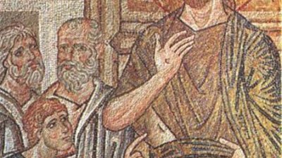 Уверението на свети апостол Тома. Мозайка от XI в. от храма в Дафия, Гърция