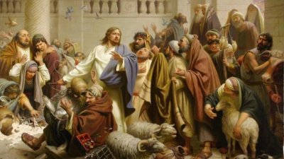 На Велики понеделник Иисус влязъл в храма и го намерил пълен с търговци