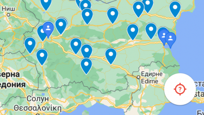 Със сини маркери са показани местата, на които ще има протести утре