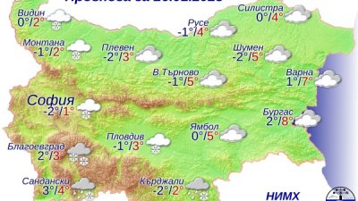 В половин България ще има валежи от сняг и дъжд. Графика НИХМ