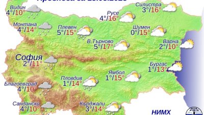 Над Черноморието облачността след обяд ще се увеличи и късно вечерта и през нощта срещу четвъртък ще започнат валежи от дъжд. Графика НИХМ