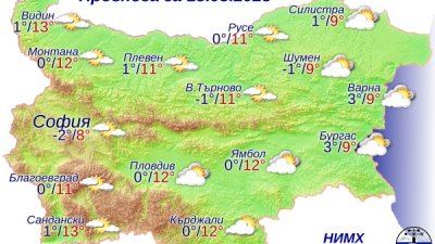 След обяд над масивите от Източна България облачността ще е значителна и привечер на отделни места ще превали. Графика НИХМ