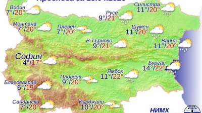 Над Черноморието в сутрешните часове облачността ще е предимно значителна, на места с превалявания от дъжд. Графика НИХМ