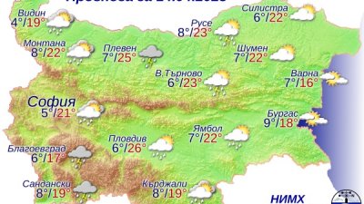 Над Черноморието ще има разкъсана облачност, която вечерта ще се увеличи, но ще остане без валежи. Графика НИХМ