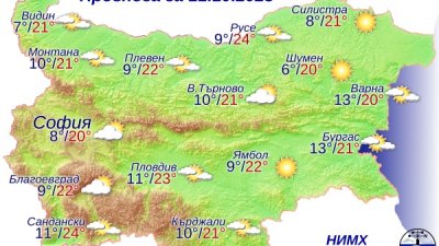 Над Черноморието ще е предимно слънчево. Ще духа слаб до умерен източен вятър. Графика НИХМ