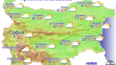 Дъждовно ще бъде времето само по Черноморието. Графика НИХМ