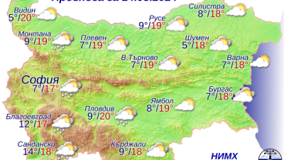 Превалявания ще има над западната част от страната. Графика НИХМ