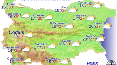 Облачно ще бъде над цялата страна. Графика НИХМ