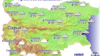 Така изглежда картата на страната за днешния ден. Графика НИХМ