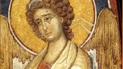 Св. архангел Гавриил. Детайл от стенопис в манастира Ватопед в Света Гора Атон