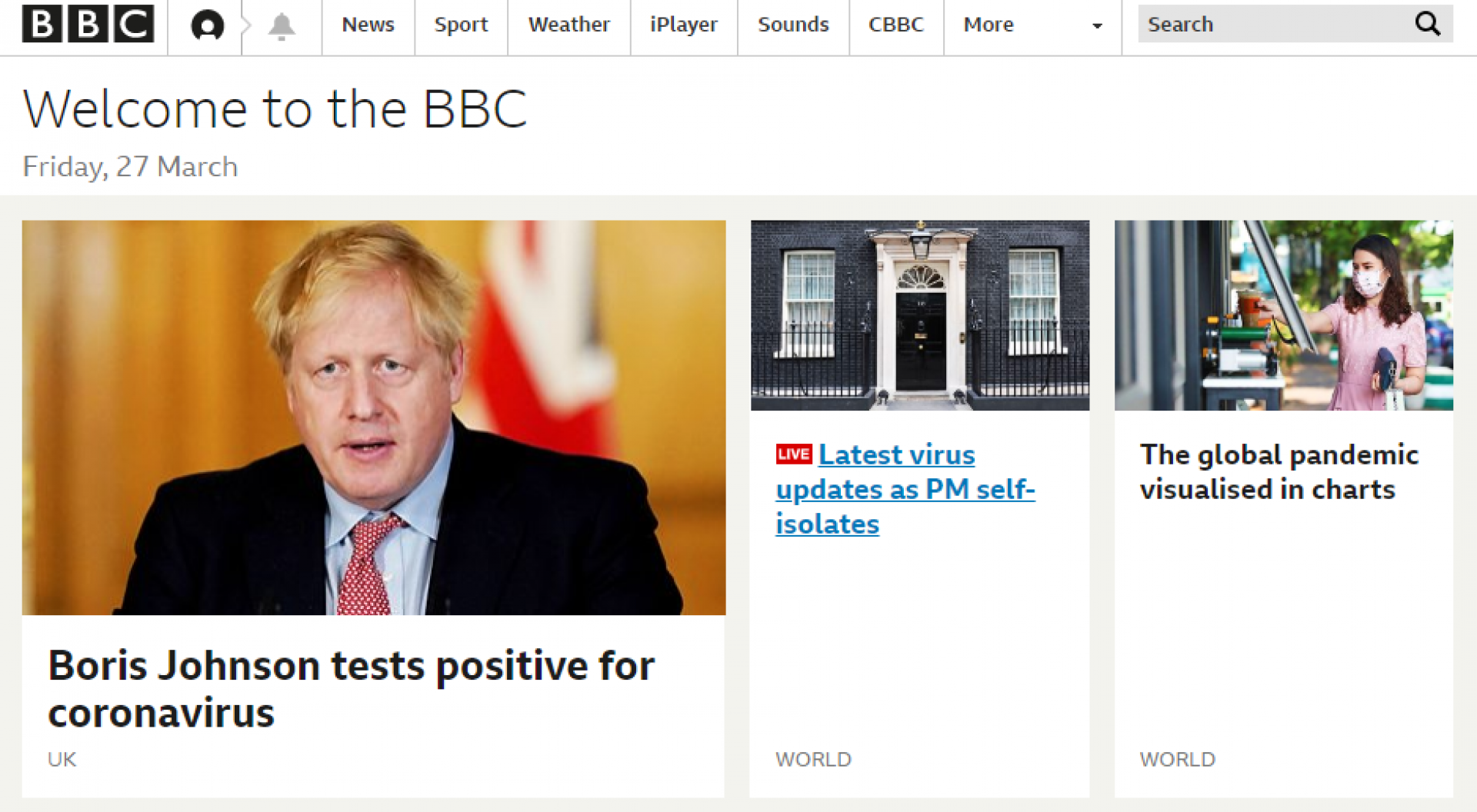 Британското издание BBC оповести новината, че премиерът на страната е болен от корона вирус